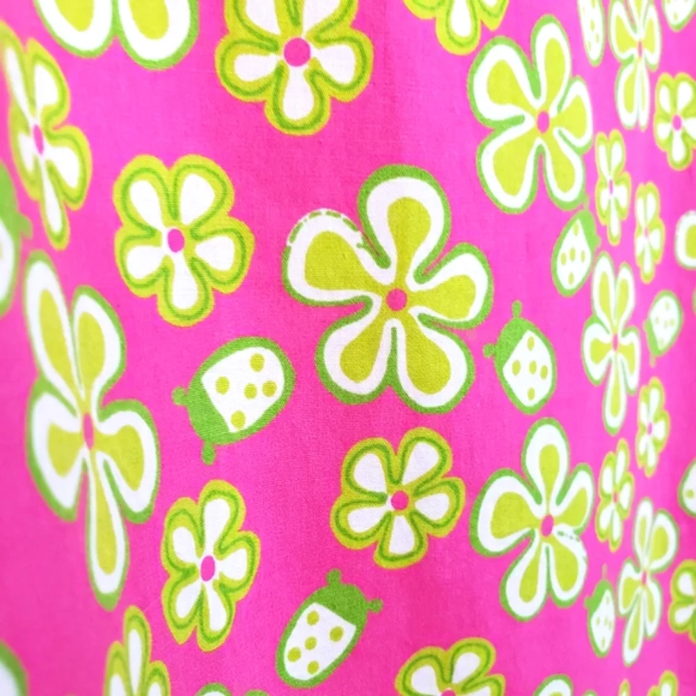 Vintage Lilly Pulitzer Strapless Lip Pink Dunebuggy Floral w/Ladybugs Midi Dress - Picture 9 of 14